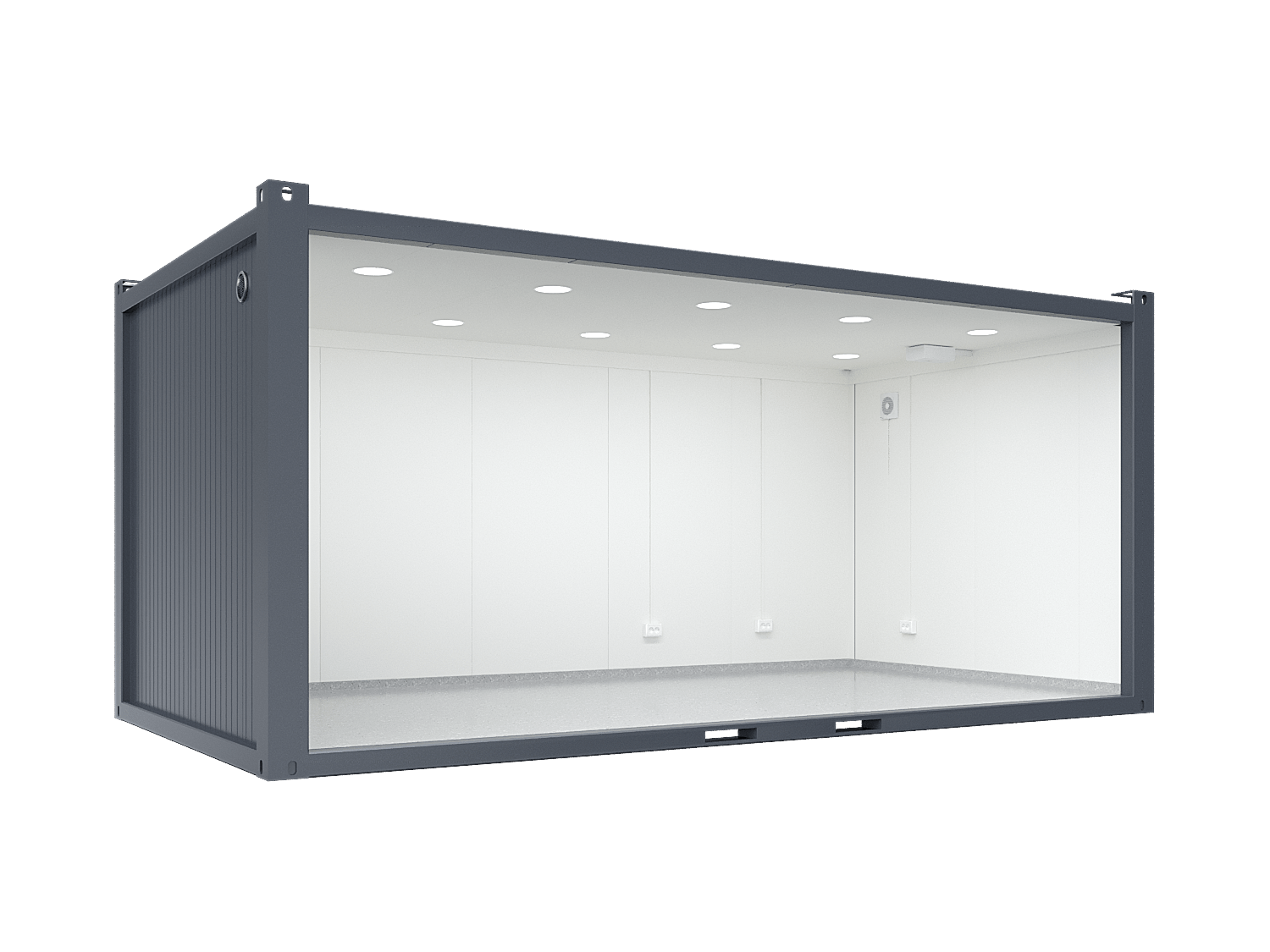 6×3.2m Glass Container, 1 Glass Wall