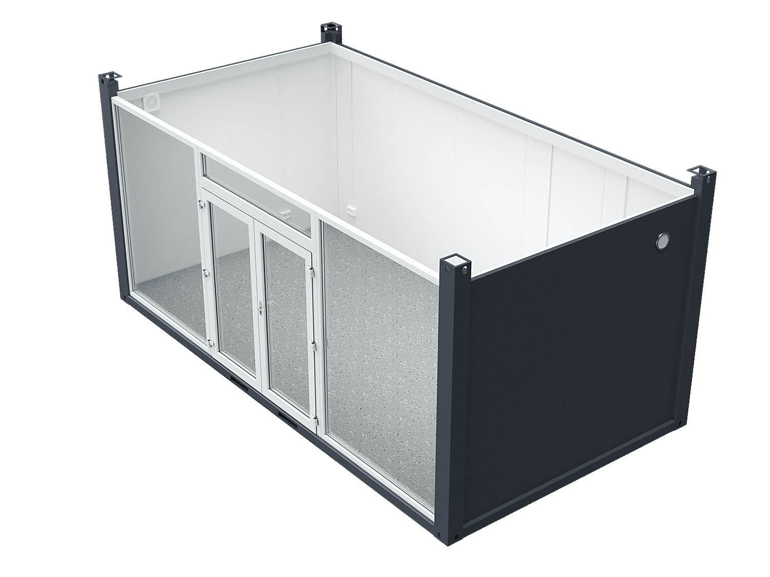 6×3.2m Glass Container, 1 Glass Wall